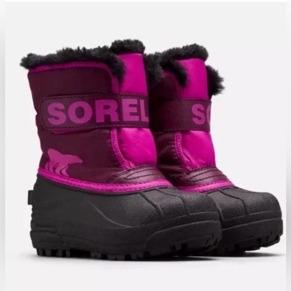 NWOB Sorel Toddler Snow Commander Boot Pink Purple Insulated Waterproof, Sz 4